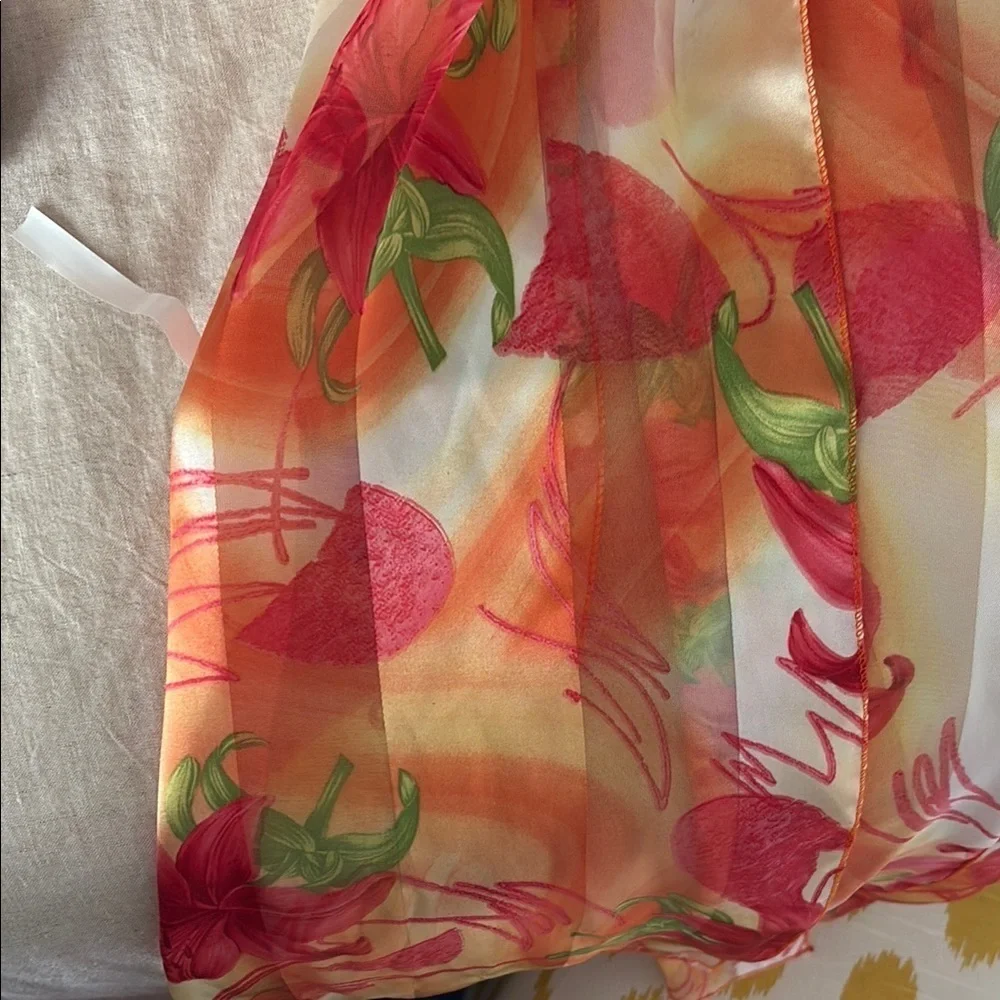 Floral Silk or polyester? Scarf